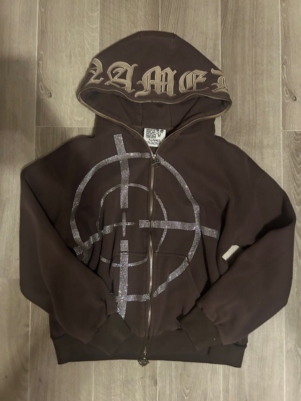Named collective zip-up hoodie